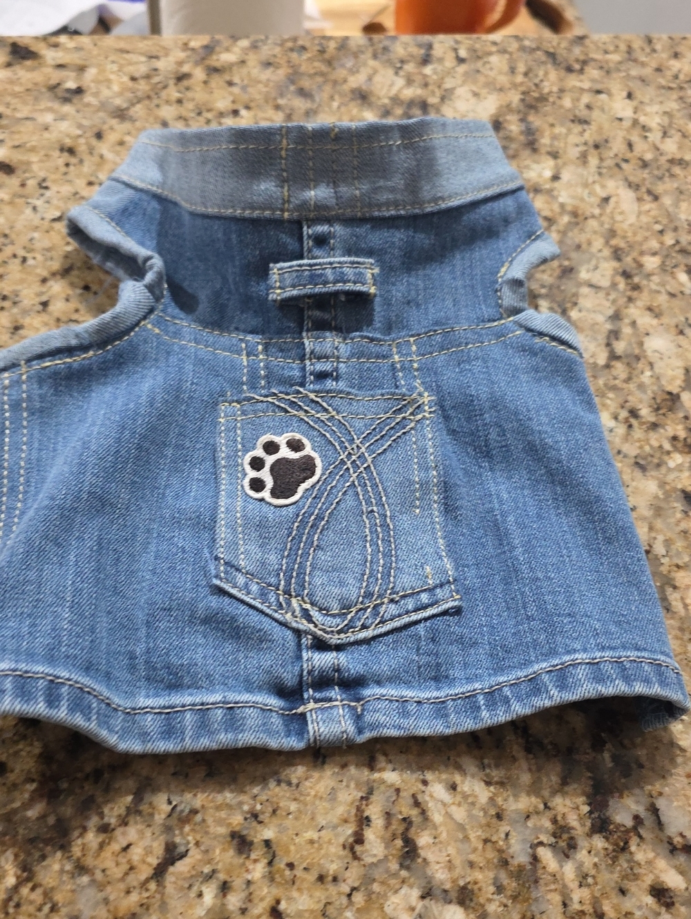 Denim Paw Print Dog Vest Jacket - Blue